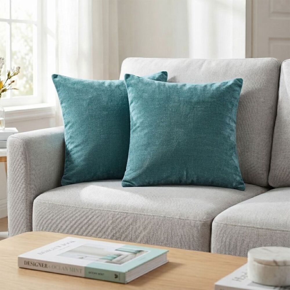 2pcs Throw Pillow Covers Modern Sofa Pillow Covers 20 x 20 Inch Navy Blue